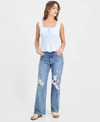 Celebrity Pink Juniors' Eyelet Embroidered Cotton Sleeveless Top