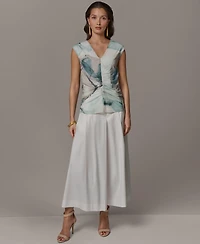 Donna Karan New York Women's Printed V-Neck Top