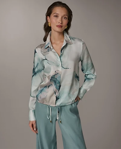 Donna Karan New York Women's Long-Sleeve Collared Neck Shirt