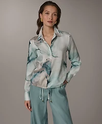 Donna Karan New York Women's Long-Sleeve Collared Neck Shirt