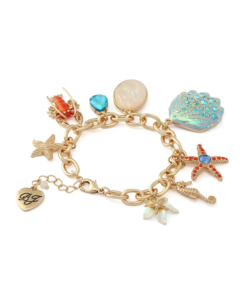 Betsey Johnson Faux Stone Sealife Charm Bracelet