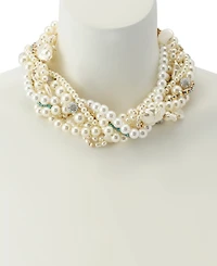 Betsey Johnson Faux Stone Cultured Pearl Twist Collar Necklace
