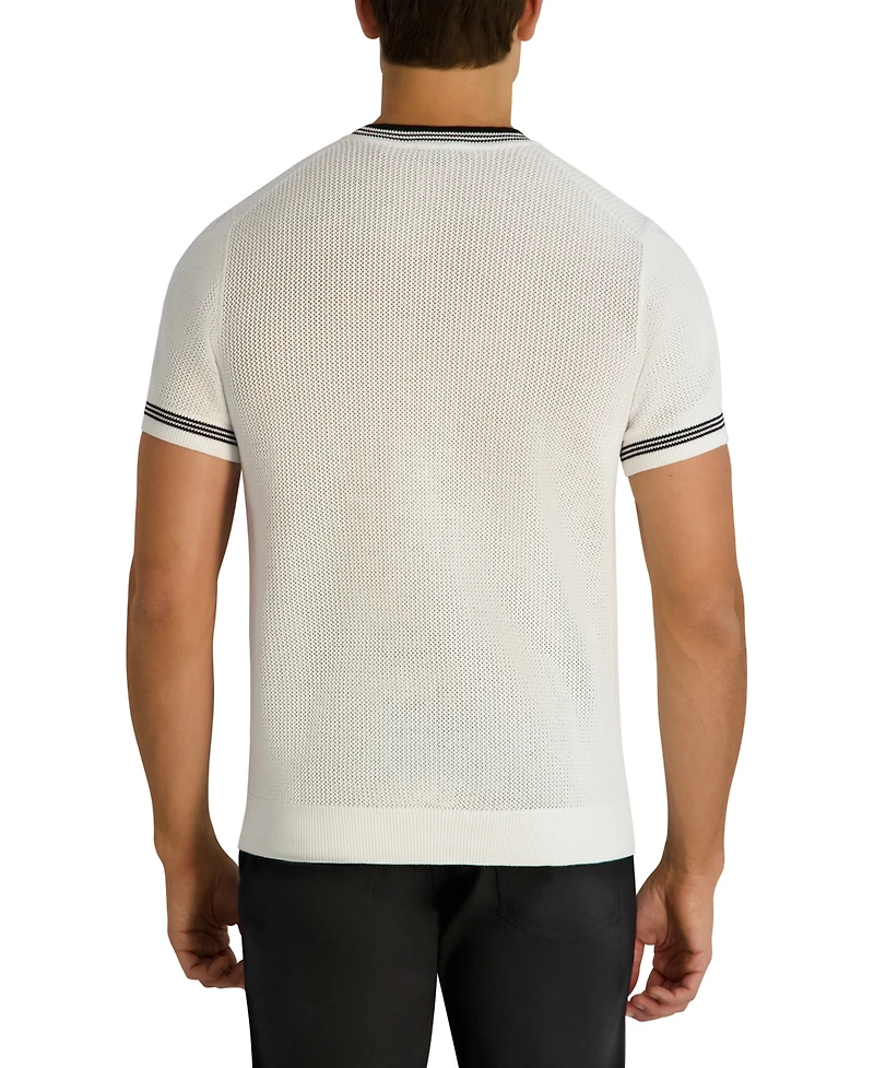 Karl Lagerfeld Paris Men's Regular-Fit Short-Sleeve Knitted Crewneck T-Shirt