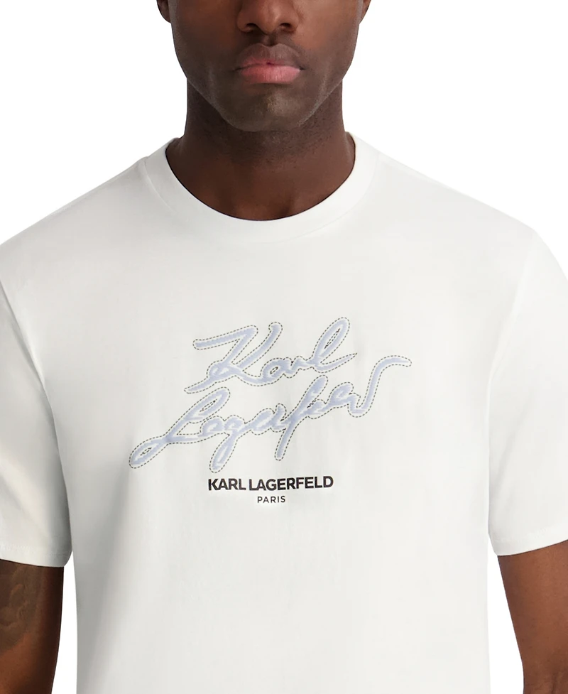 Karl Lagerfeld Paris Men's Regular-Fit Short-Sleeve Embroidered T-Shirt