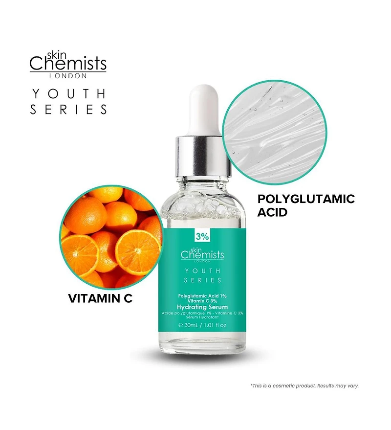 skinChemists Anti-Aging Hydrating Serum Polyglutamic Acid 1%, Vitamin C 3% 30ml