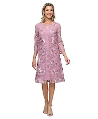 Alex Evenings Women's Zipper Boat Neck Jacket Dress