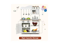 Wooden Pretend Play Kitchen Set for Kids with Accessories and Sink