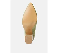 Elsie Canvas Block Heel Pumps