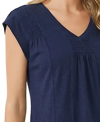 Ny Collection Petite Cap-Sleeve Peasant Top