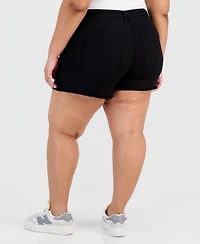 Madden Girl Trendy Plus Frayed A-Line Denim Shorts