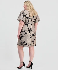 Connected Plus Jacquard Boat-Neck Dress