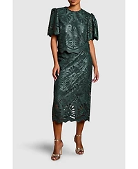 Petite Pu Lace Midi Skirt