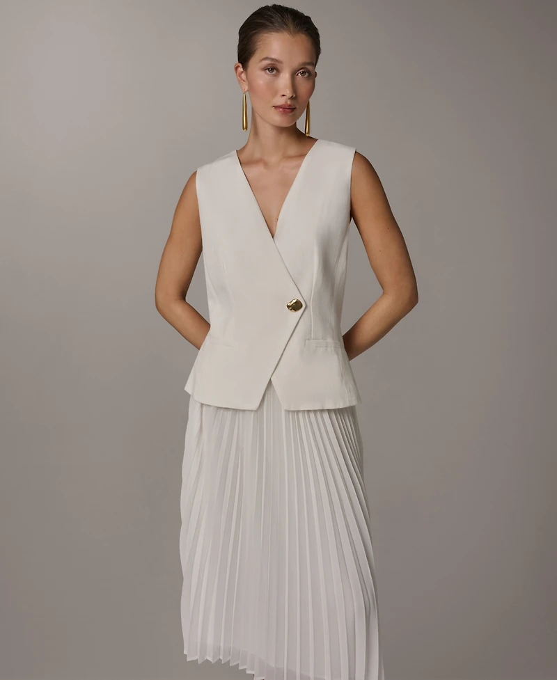 Donna Karan New York Petite V-Neck Midi Dress