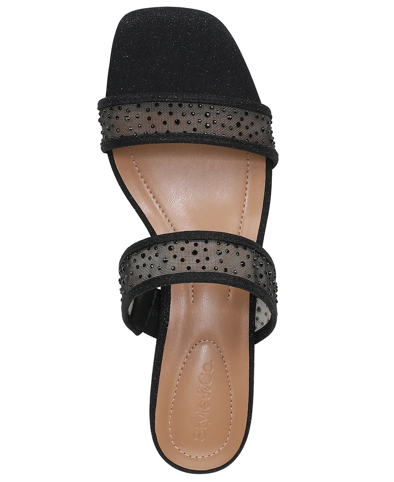 Style & Co Women's Violettt Two Band Mesh Evening Slip-On Sandals, Macy's Exclusive