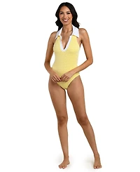 La Blanca Women's Prep & Paddle Collared V-Neck One-Piece Swimsuit