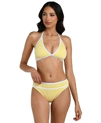 La Blanca Womens Prep Paddle Banded Halter Bikini Top Hipster Bottoms