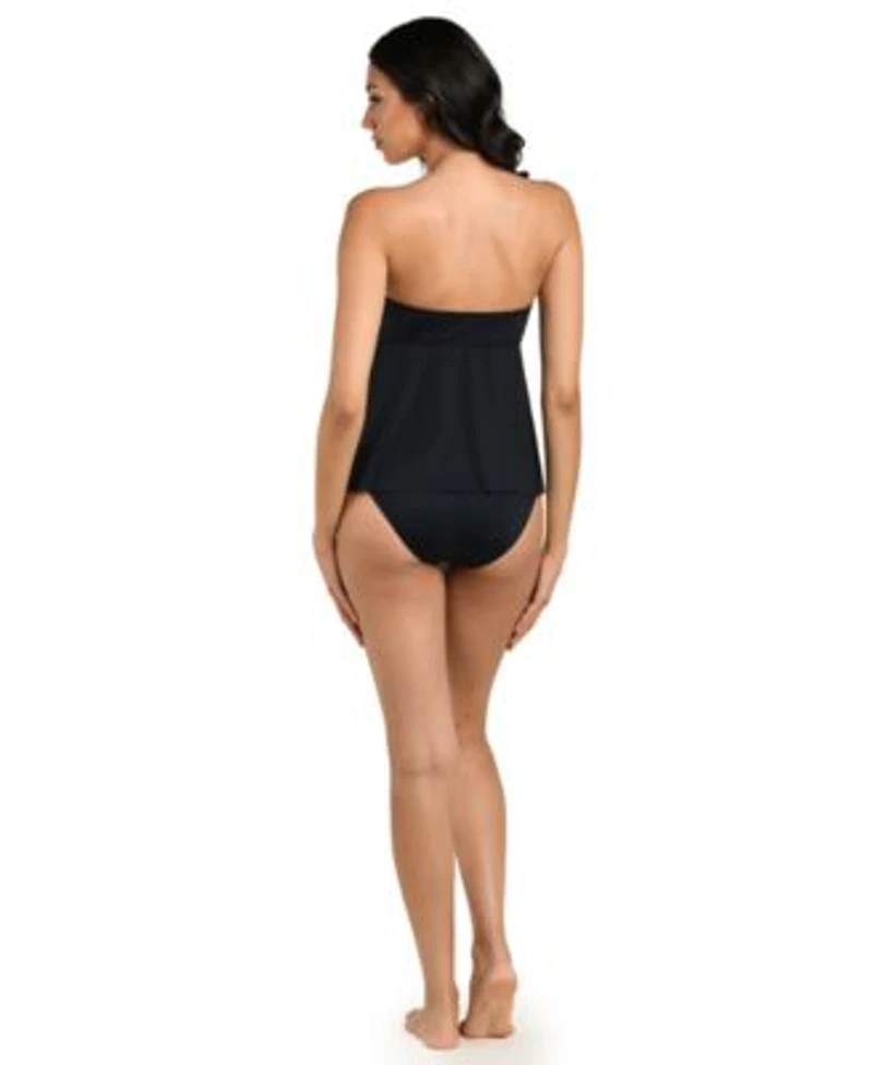 La Blanca Womens Island Goddess Bandeau Flyaway Tankini Pleated Skirt