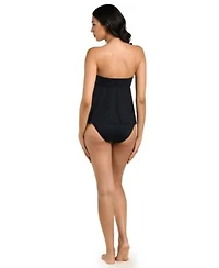 La Blanca Womens Island Goddess Bandeau Flyaway Tankini Pleated Skirt