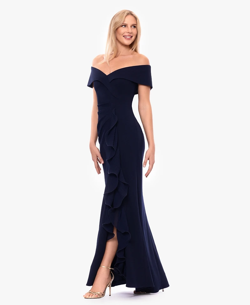 Xscape Women's Off-The-Shoulder Ruffled Gown