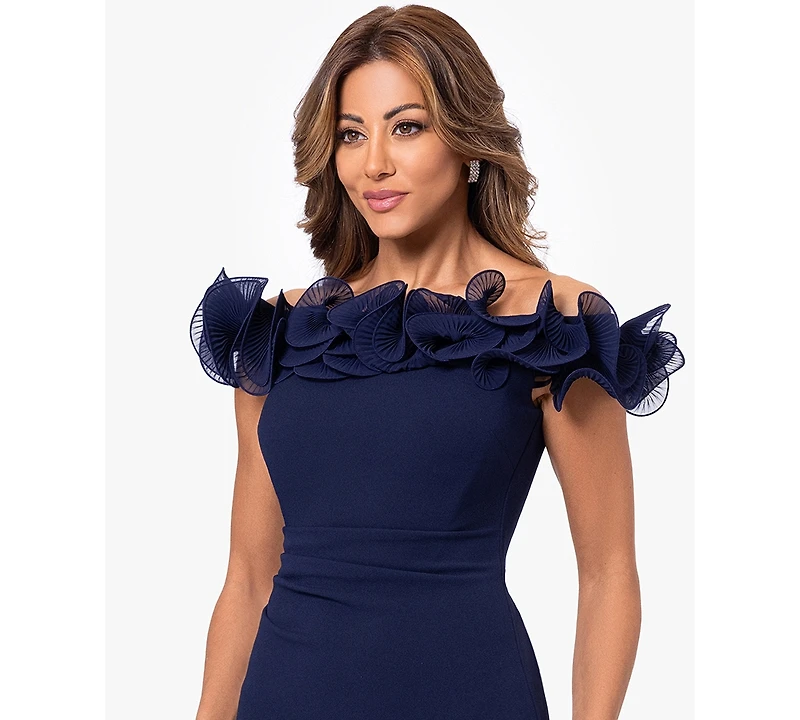 Xscape Women's Off-The-Shoulder Wire Scuba Gown