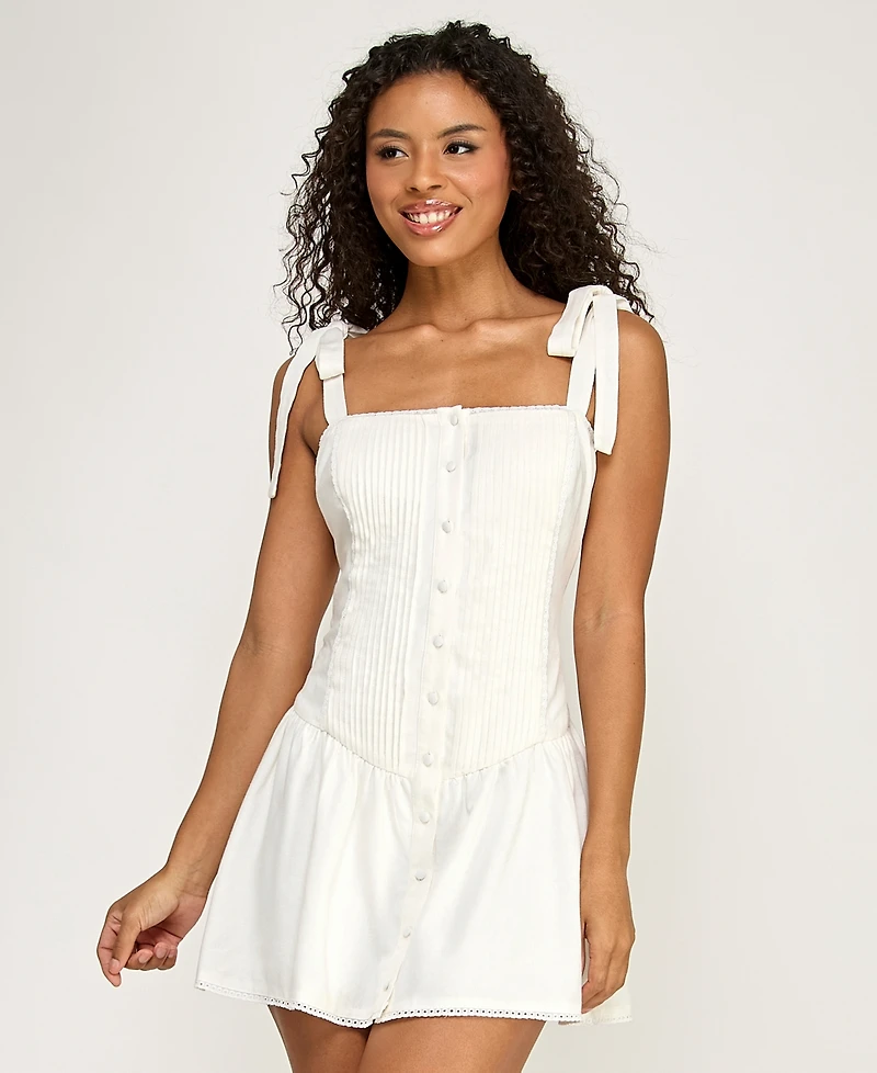 Seni & Cade Women's Tie-Shoulder Square Neck Mini Dress