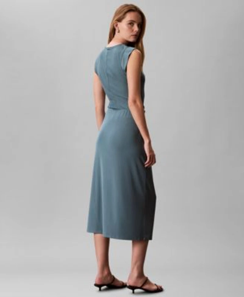 Calvin Klein Womens Ruched Mock Neck Top Wrap Maxi Skirt