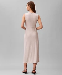 Calvin Klein Women's Printed Jersey Round Neck Sleeveless Midi Dress