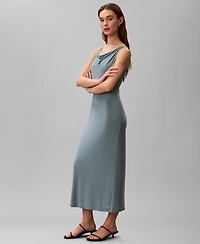 Calvin Klein Women's Second Skin Reversible Sleeveless Cowl Neck Midi Dress