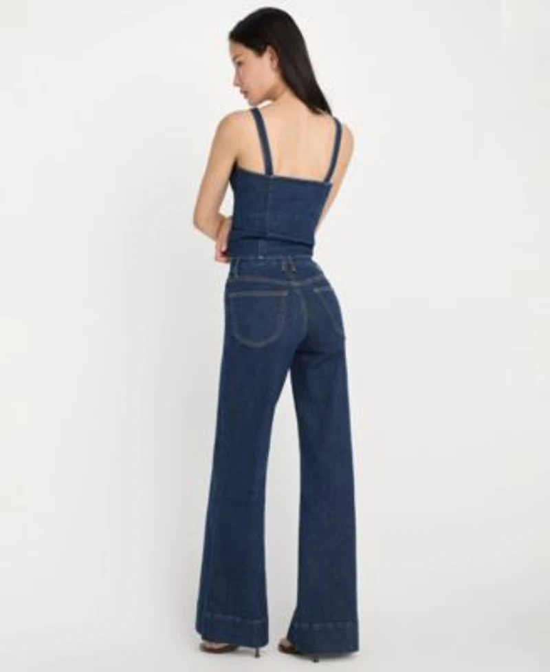 Good American Womens Square Neck Top High Rise Jeans