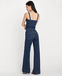 Good American Womens Square Neck Top High Rise Jeans