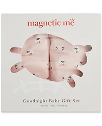 Magnetic Me Baby Girls' Footie, Reversible Bib, and Blanket Gift, 3-Piece Set