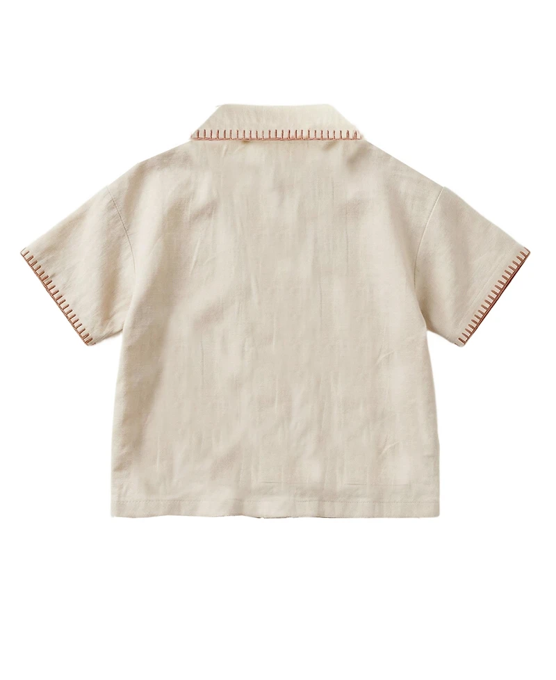 Toy Story Boys' 2T-5T Linen Short-Sleeve Shirt and Shorts, 2-Piece Set