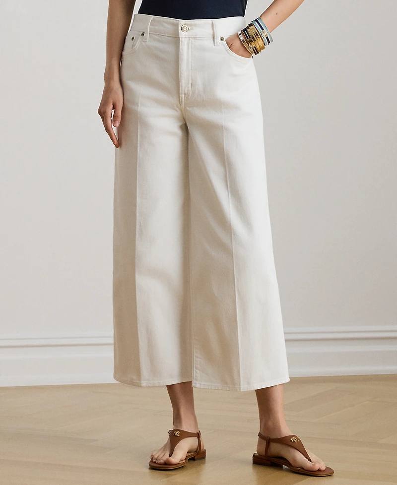 Lauren Ralph Petite High-Rise Wide-Leg Cropped Jeans