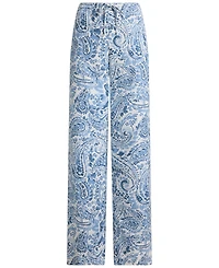 Lauren Ralph Petite Paisley-Print Linen Wide-Leg Pants