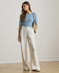 Lauren Ralph Petite Stretch Cotton Boatneck Tee