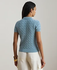 Lauren Ralph Petite Cable-Knit Polo Sweater