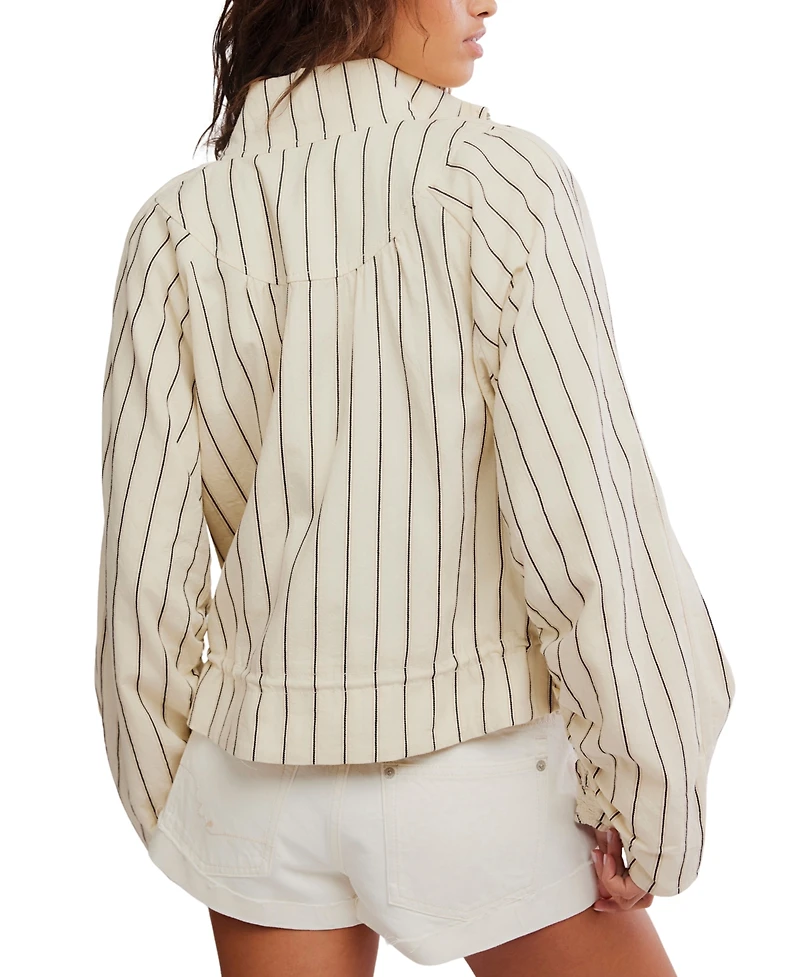Free People Women's Striped Stand Collar Jacket