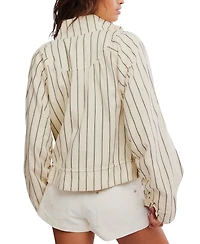 Free People Women's Striped Stand Collar Jacket
