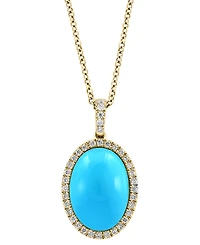 Effy Collection Turquoise & Diamond (1/5ct. t.w.) Pendant Necklace in 14k Yellow Gold
