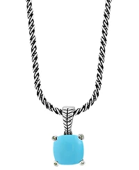 Effy Collection Diamond ( 0.03 ct. t.w.) Accent and Turquoise Pendant Necklace