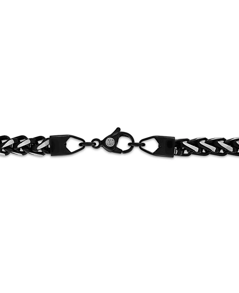 Esquire Men's Jewelry Black and Silver Wheat Chain Necklace