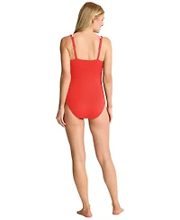 Tommy Bahama Women's Cabana Tie Front One-Piece Swimsuit