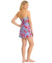 Tommy Bahama Womens Bandeau Neck Printed Tankini Top High Waist Pull On Chambray Skort