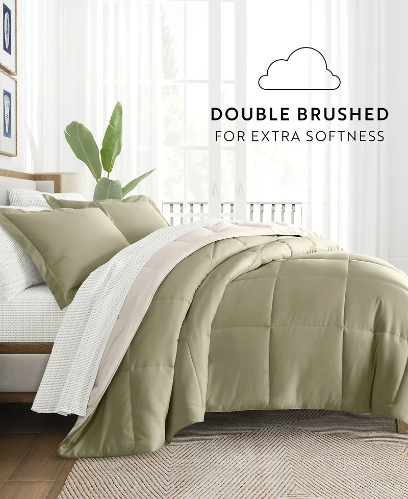 ienjoy Home Bedding Bundle Reversible Pattern -Piece Comforter Set
