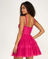 Seni & Cade Juniors' Sweetheart Neck Tiered Skirt Dress