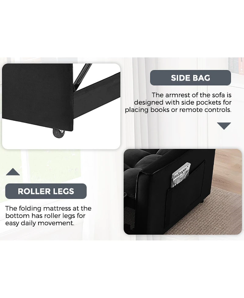 Streamdale Furniture 55-inch 3-in-1 Convertible Sofa Bed with Adjustable Back and Storage