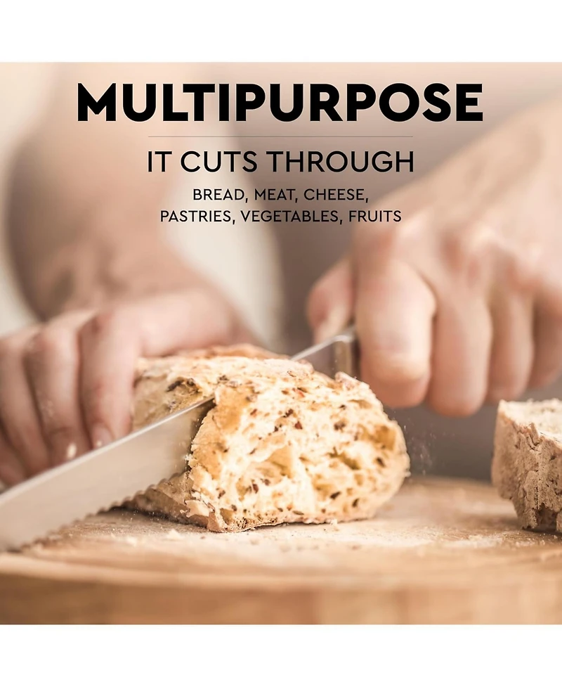 Zulay Kitchen Serrated Bread Knife - Stainless Steel for Homemade Bread, Cake, Bagel