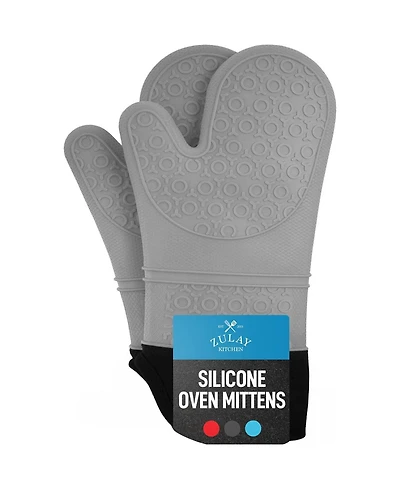 Zulay Kitchen Non Slip Grip Oven Mitts Heat Resistant - Long Protective Oven Gloves