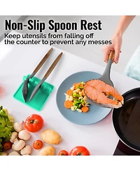 Silicone Utensil Rest with Drip Pad for Multiple Utensils