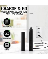 Zulay Kitchen Froth N Go Rechargeable Milk Frother with Case for Lattes